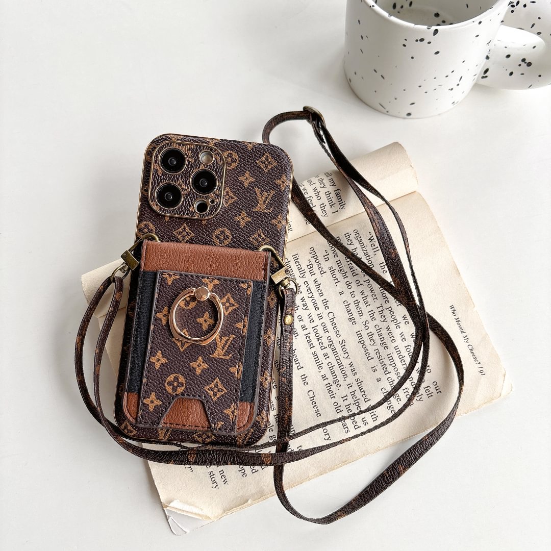 Louis Vuitton Crossbody Card Holder LV Monogram Leather Apple Phone Case ProCaseMall