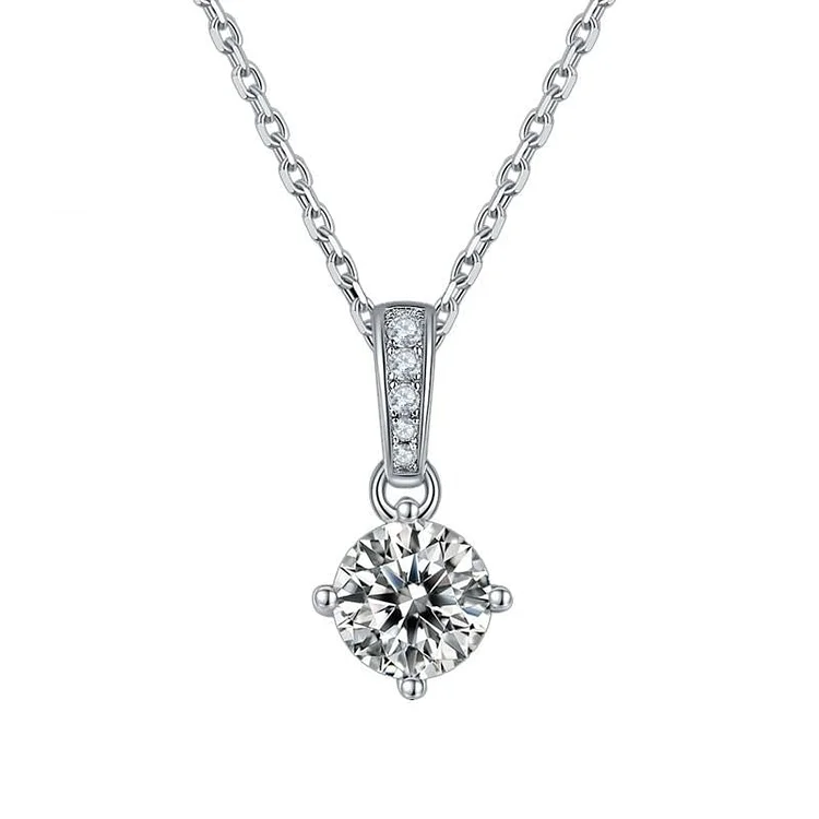 925 Sterling Silver 1.0ct VVS1 Brilliant Moissanite Solitaire Pendant Necklace