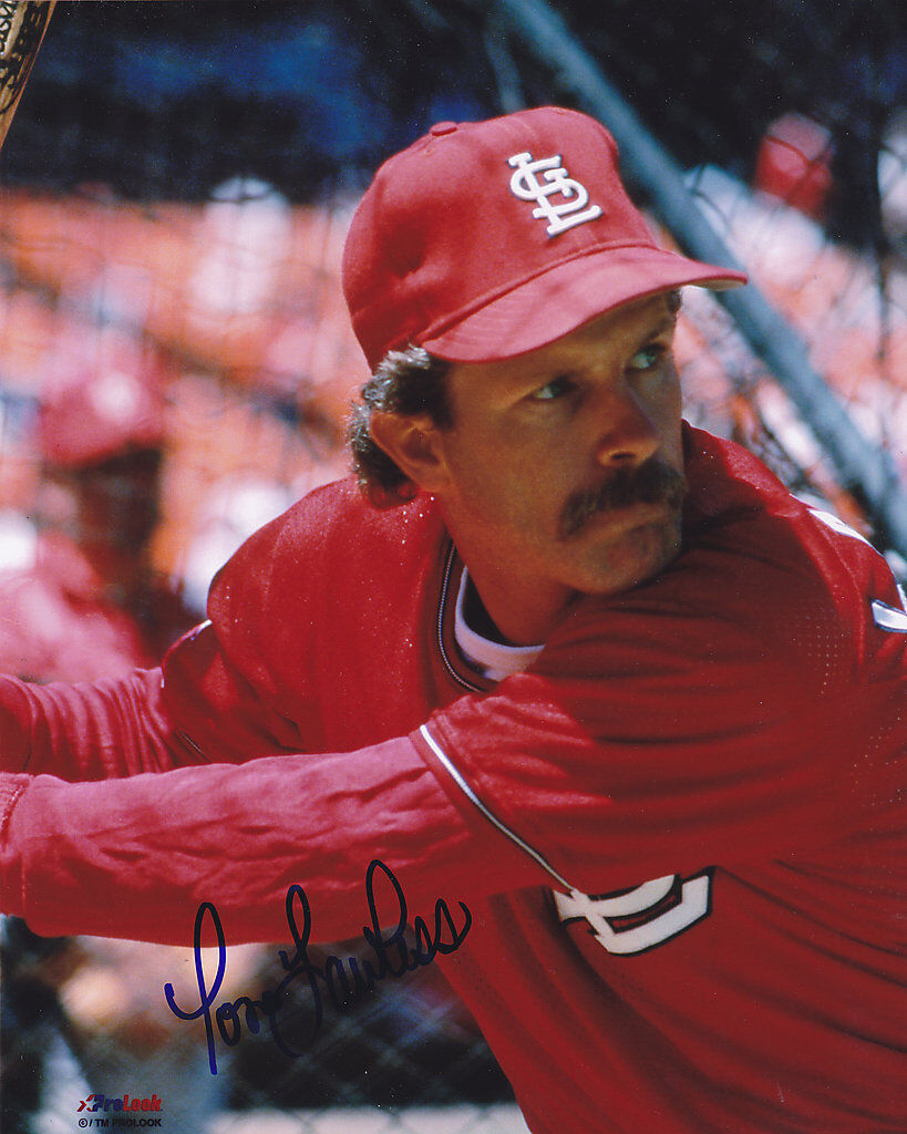 TOM LAWLESS ST. LOUIS CARDINALS ACTION SIGNED 8x10