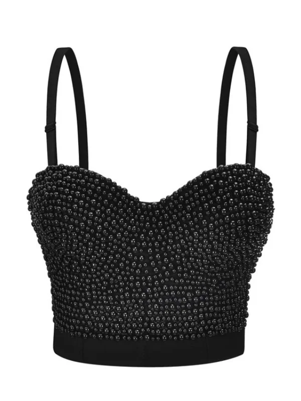Fashion Beaded Sequins Push Up Crop Top Bra