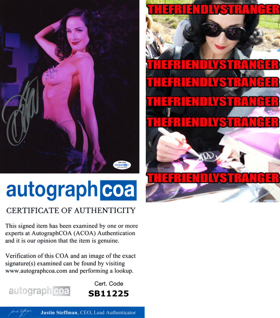 DITA VON TEESE signed 8X10 Photo Poster painting h PROOF - Hot SEXY Burlesque Dancer ACOA COA