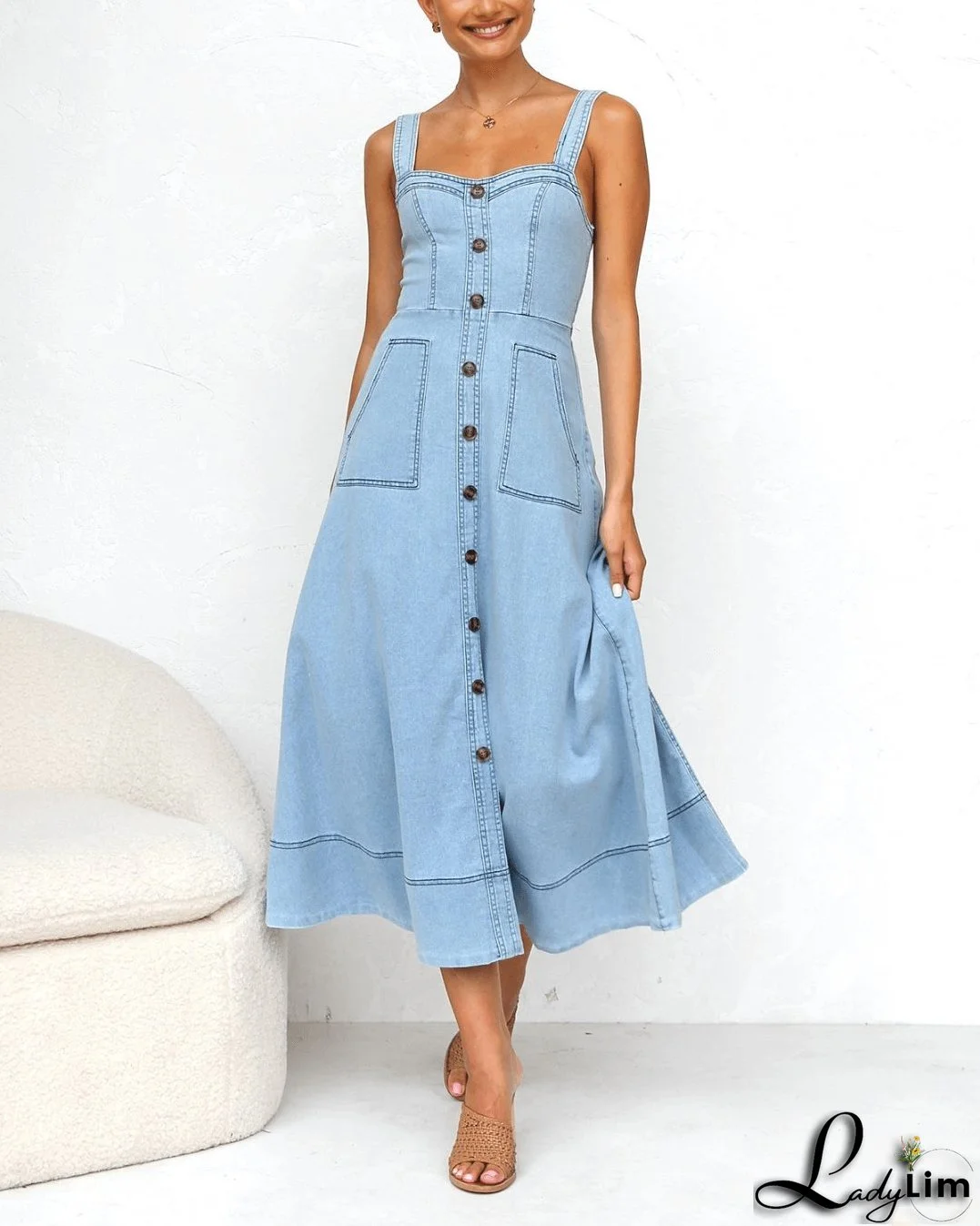 Blue Denim Maxi Dress