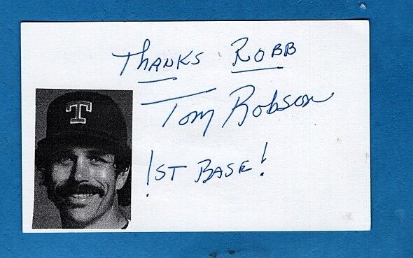 1974-75 TONY ROBSON-TEXAS RANGERS AUTOGRAPHED CUT ON 3X5 CARD Photo Poster painting