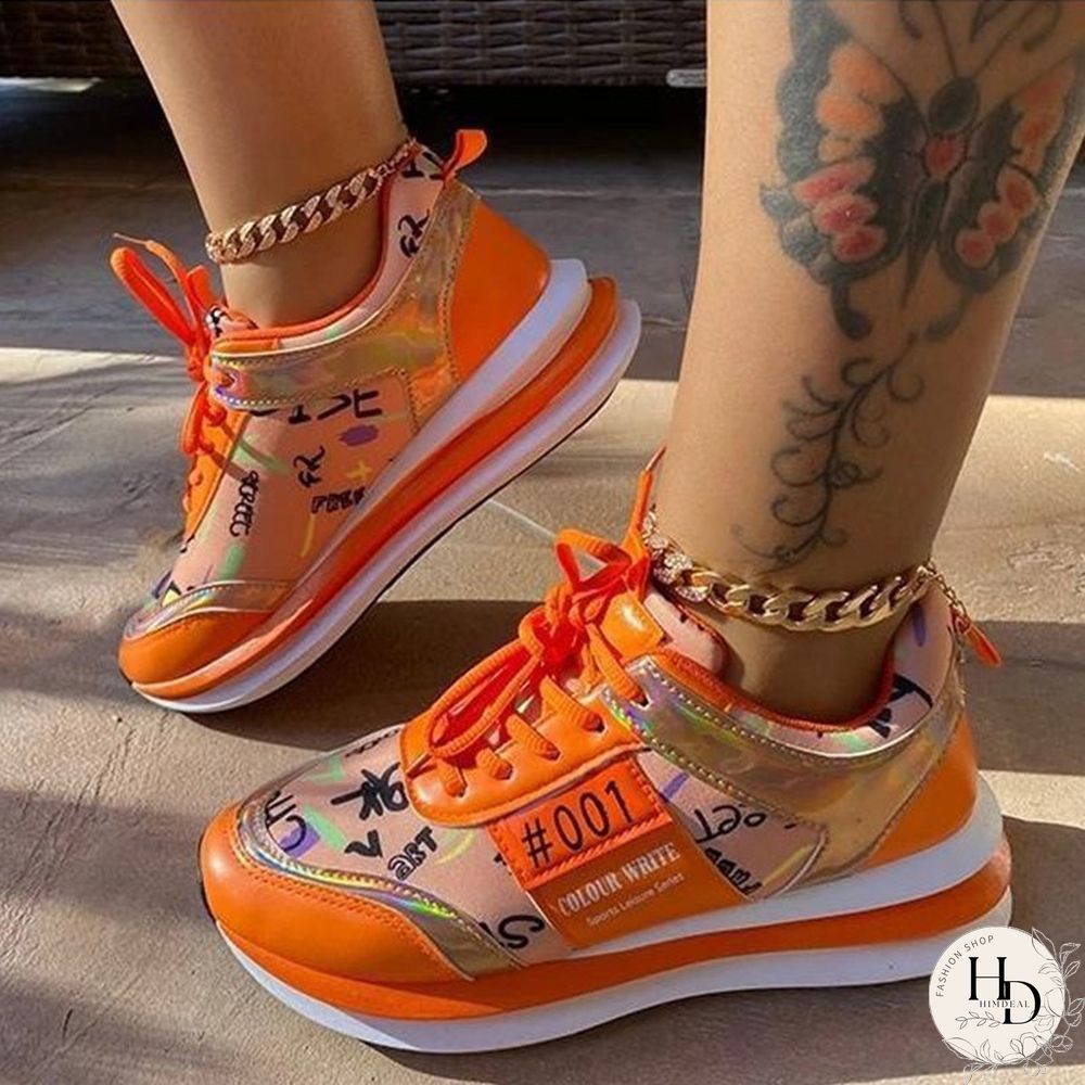 Orange Fashion Casual Bandage Patchwork Sport Shoes