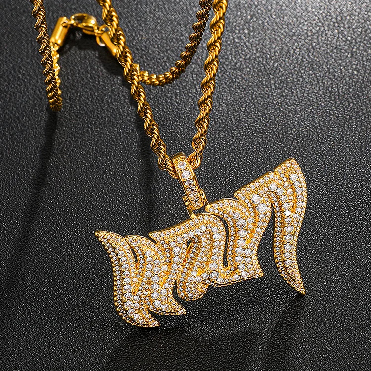 Hip Hop Wavy Bling Cubic Zirconia Pendant Necklaces