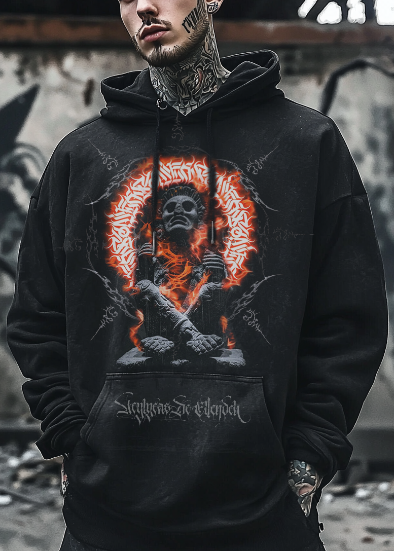 Unique Design Dark Fire Devil Aztec Rock Style Sports Hoodie / Rvogue / Rvogue