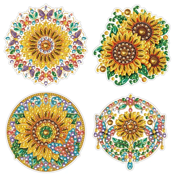 【Jewelry】4PCS Crystal Sunflower Diamond painting Brooch for Adult Beginner Home Decor DIY Crafts Gift gbfke