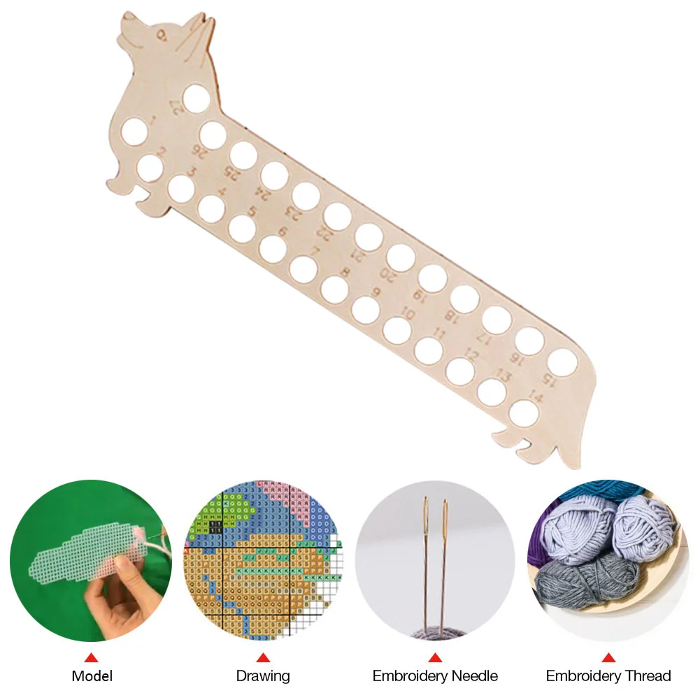 Wooden Carved Cross Stitch Thread Board Embroidery Thread Organizer(Dog)