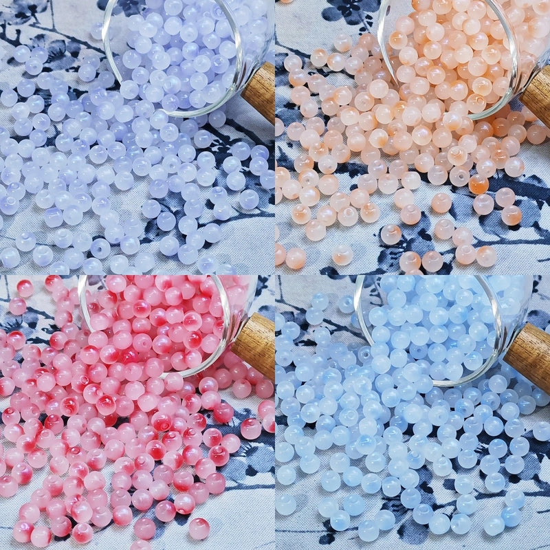 50 PCS/Package Glass/Colored Glaze Round Beads