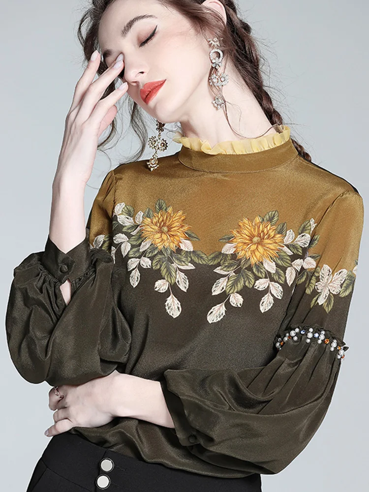 Floral Print Women's Silk Blouse REAL SILK LIFE