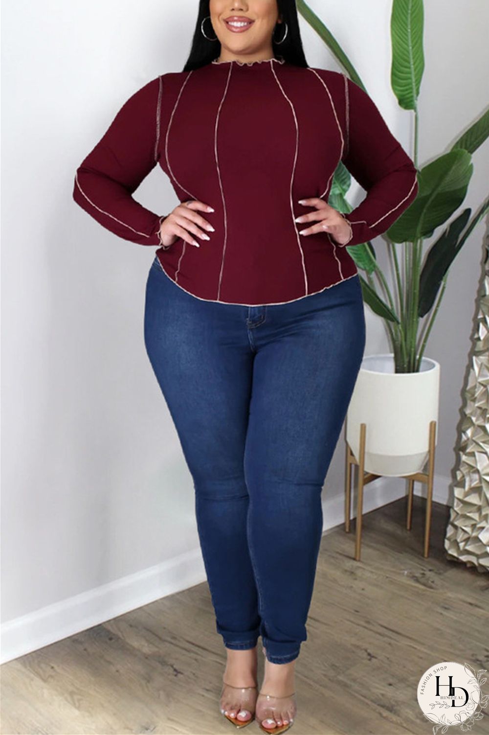 Black Fashion Casual Solid Split Joint O Neck Plus Size Tops