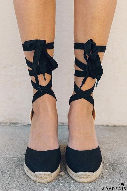High Heel Platform Lace up Wedge
