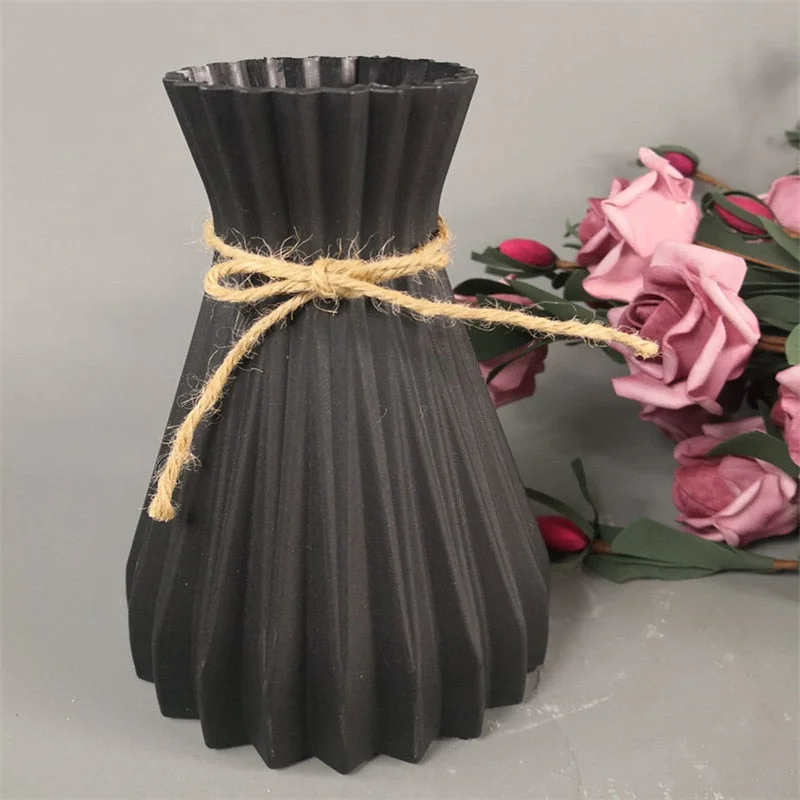 Modern Plastic Vases European Anti-Ceramic Flower Vase Wedding Decorations Rattan-Like Unbreakable Simplicity Basket Arrangement