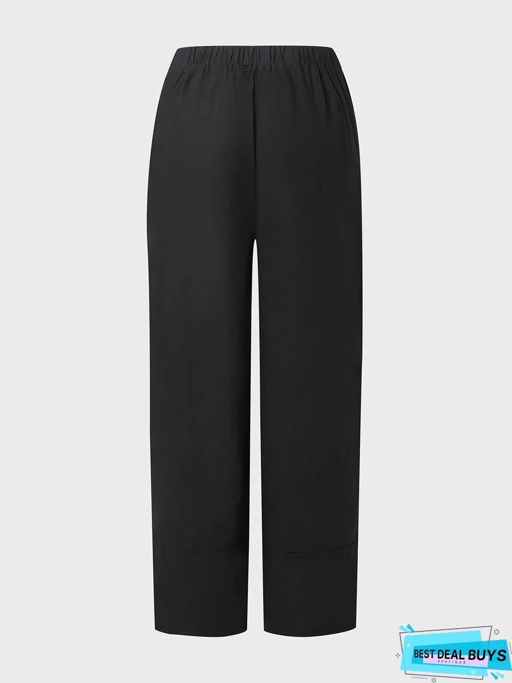 Black Linen Shift Solid Casual Pants