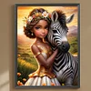 Zebra Mädchen - runder Bohrer Diamantmalerei - 30*40cm