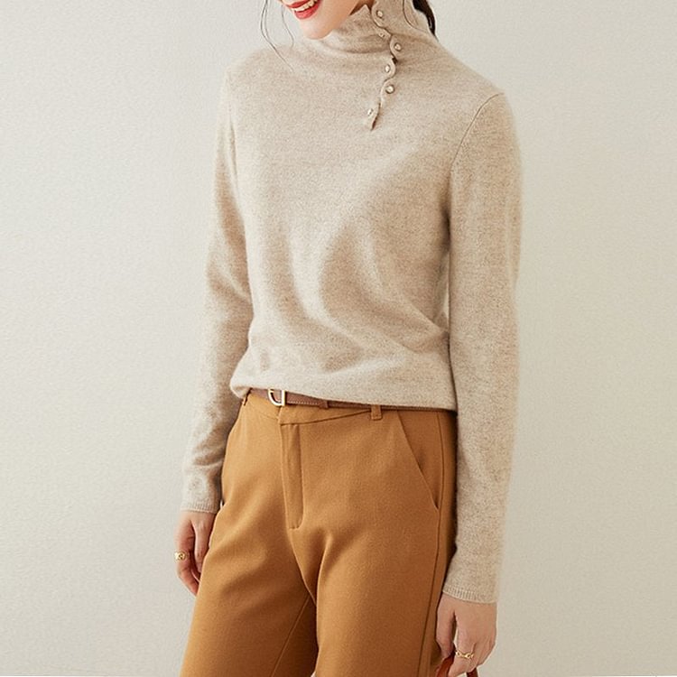 Camel Buttoned Elegant Shirts & Tops