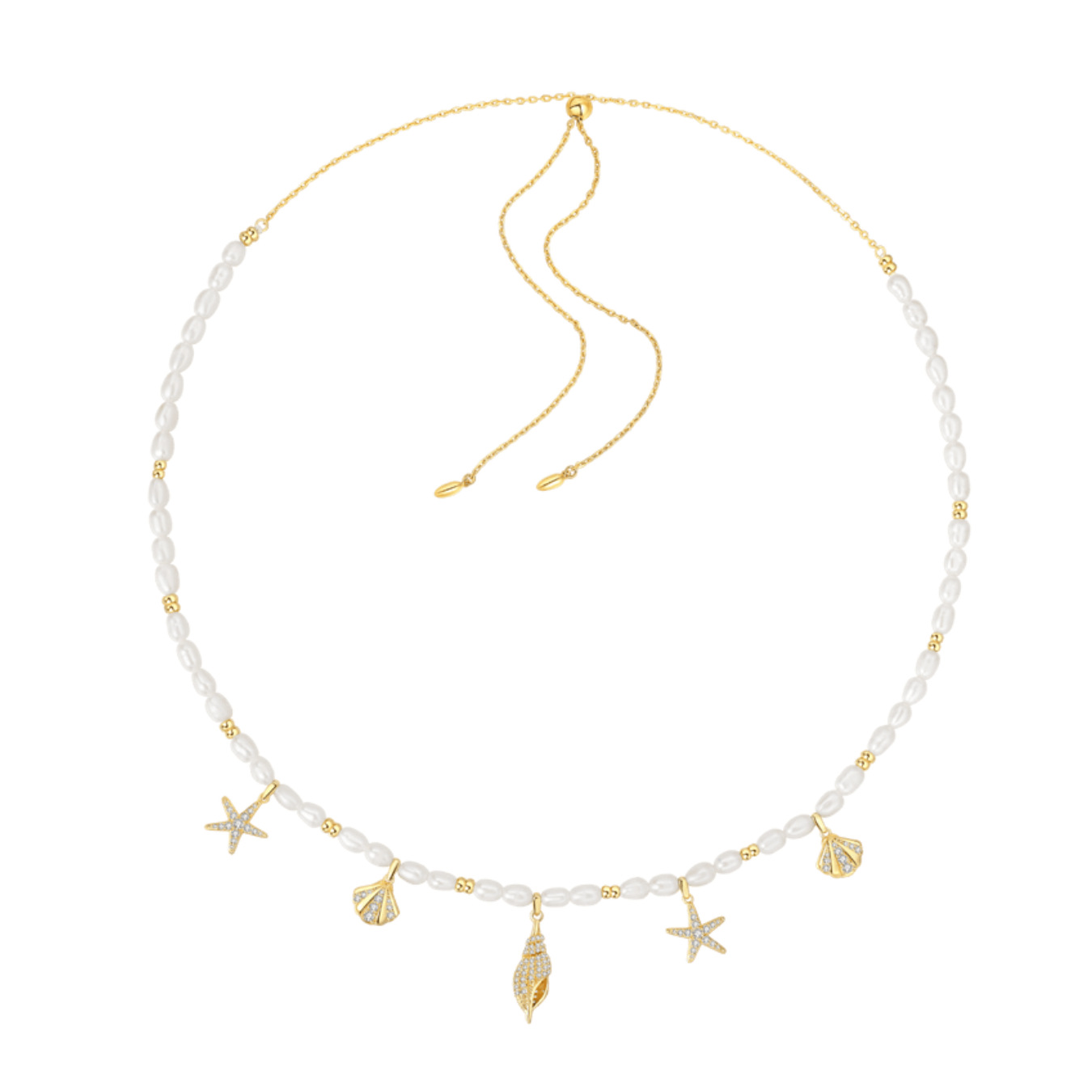 Women's Conch Shell Pendant Pearl Necklace