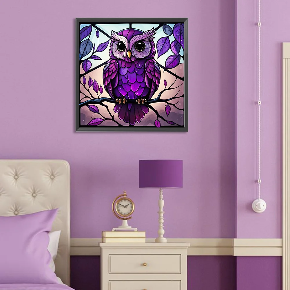 Diamond Painting - Full Round Drill - Stained Glass Owl(Canvas|30*30cm)