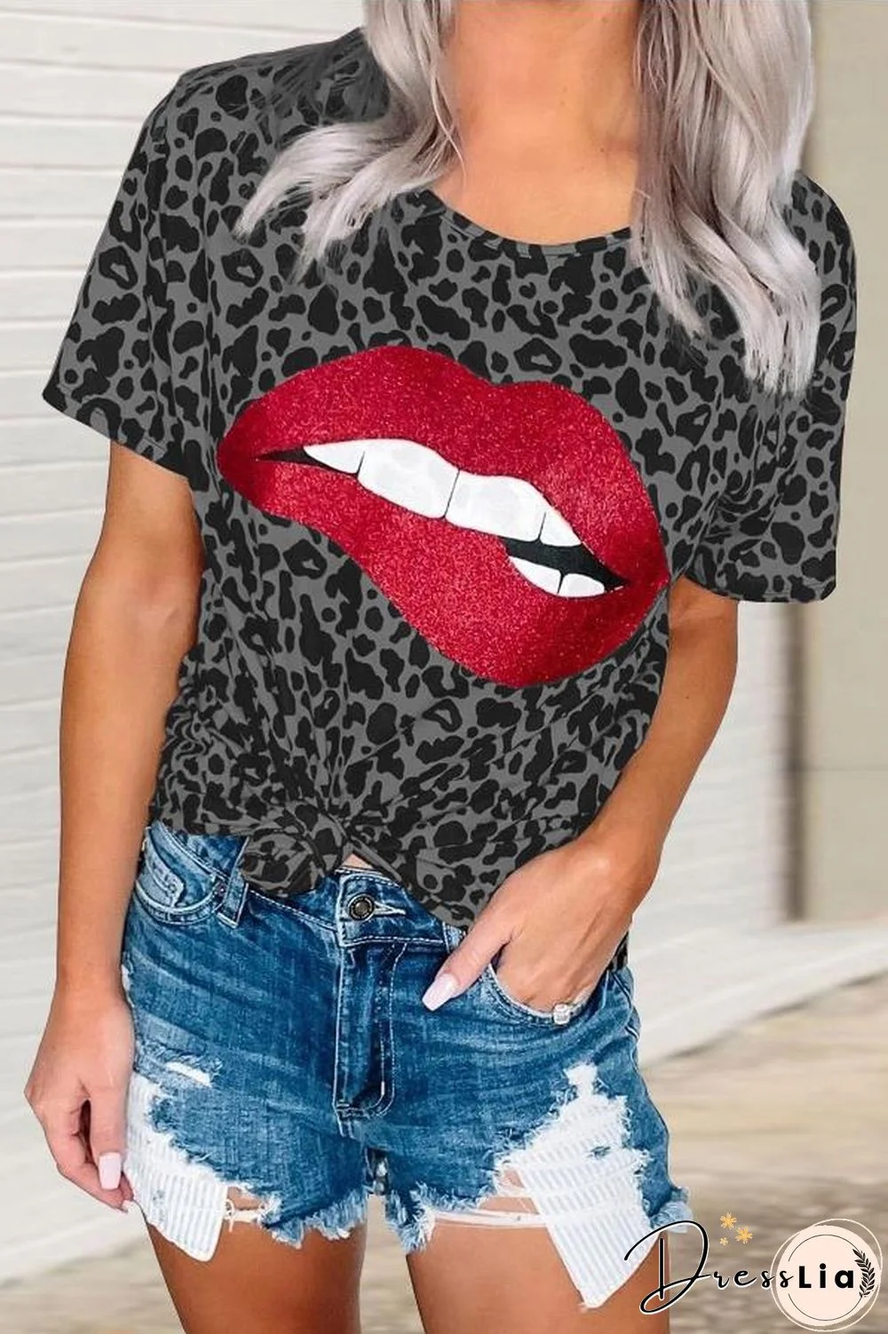Animal Print Lips Graphic Tee