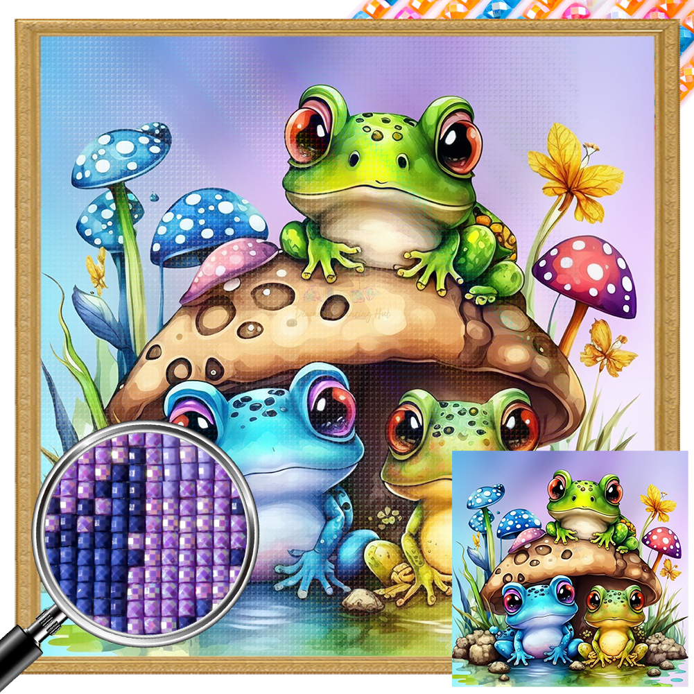 Frog 40*40cm(picture) full square drill diamond painting with 4 to 12 colors of AB drill