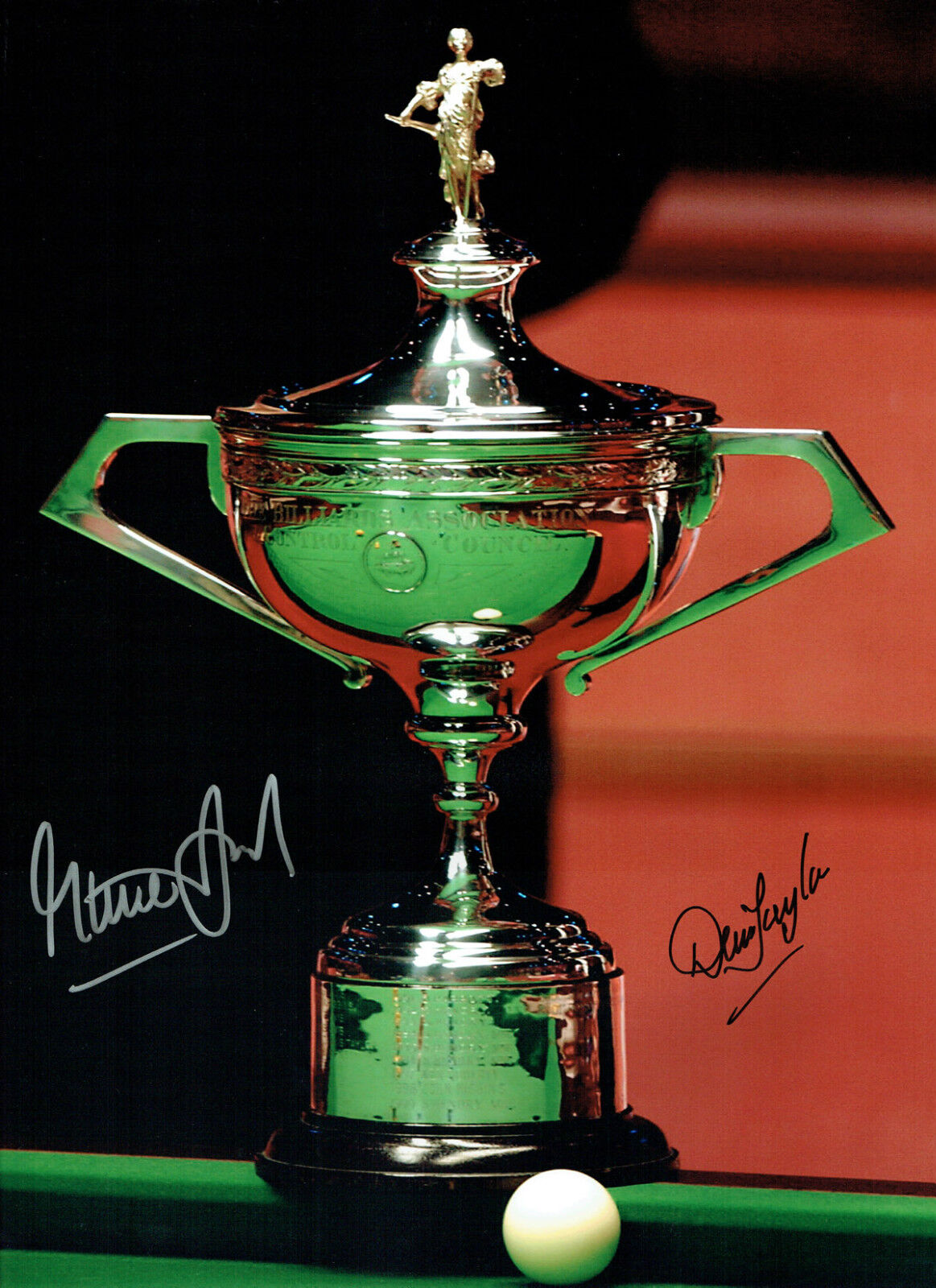 Steve DAVIS & Dennis TAYLOR Signed Autograph 16x12 SNOOKER Trophy Photo Poster painting AFTAL