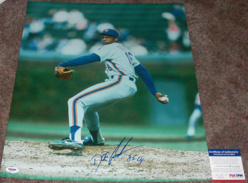 DOCTOR K! Dwight Doc Gooden Signed NEW YORK METS 16x20 Photo Poster painting CY YOUNG 85 PSA/DNA