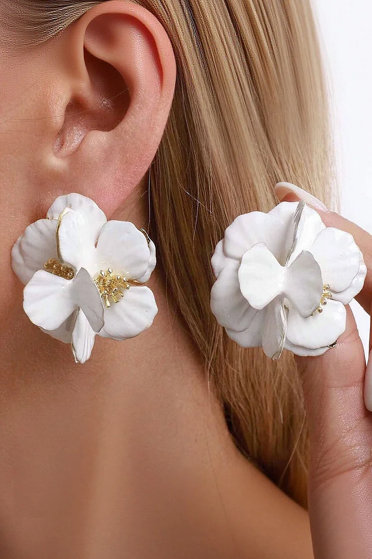 Romantic 3D Flower Drip Glaze Enamel Stud Earrings 2024 - Xpluswear