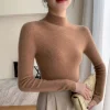 RONGYI 100% Cashmere Sweater Women Turtleneck Knitted Top 2024 Fall Winter Warm Long Sleeve Pullover Solid Fashion Clothing