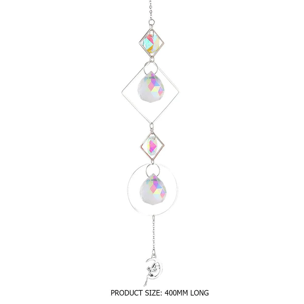 Wind Chime Crystal Light Catcher Ball Ornaments Round Frame Pendant (2)