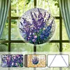 (18.5cm)DIY Acrylic Jigsaw Puzzle Window Hanging with Hanging Chain DIY Stained Glass Decoration Round Window Puzzle Decor for DIY Craft Project (Stained Glass Flower)