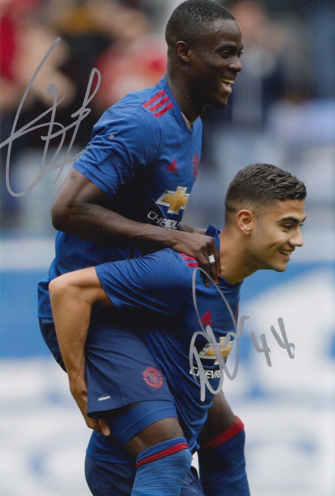 ERIC BAILLY AND ANDREAS PEREIRA HAND SIGNED 12X8 Photo Poster painting FOOTBALL AUTOGRAPH