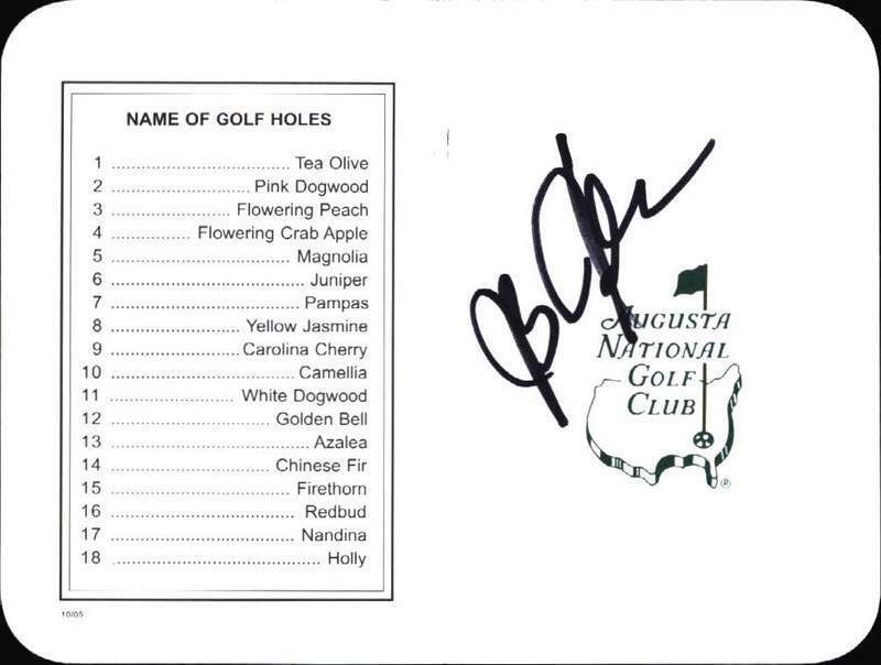 J. B. Holmes authentic signed PGA Masters scorecard W/Cert Autographed A0005