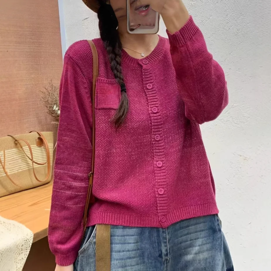 Chicfifth Sweater Women Winter Long Sleeve High Quality Autumn Vintage Top Knitted Cardigan