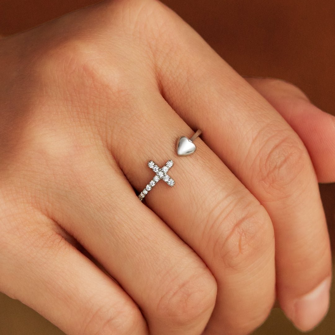 Olivia Jade Jewelry To My Daughter "Pray Through It" Heart and Cross Ring