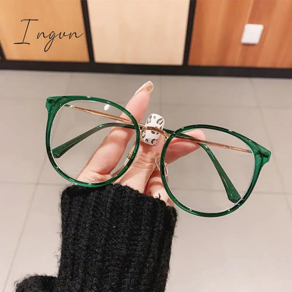 Ingvn - Vintage Clear Lens Glasses Green Sunglasses