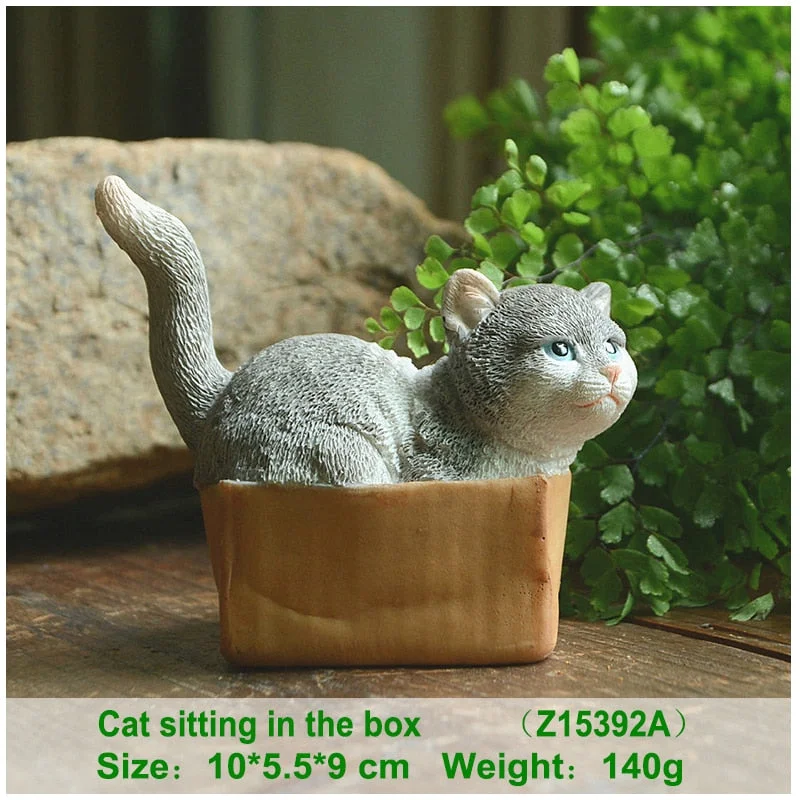 Cute Kittens Cat Figurine Micro Landscape Ornaments Decorative Figurines Garden Desk Deco Home Decoration Maison et Jardin