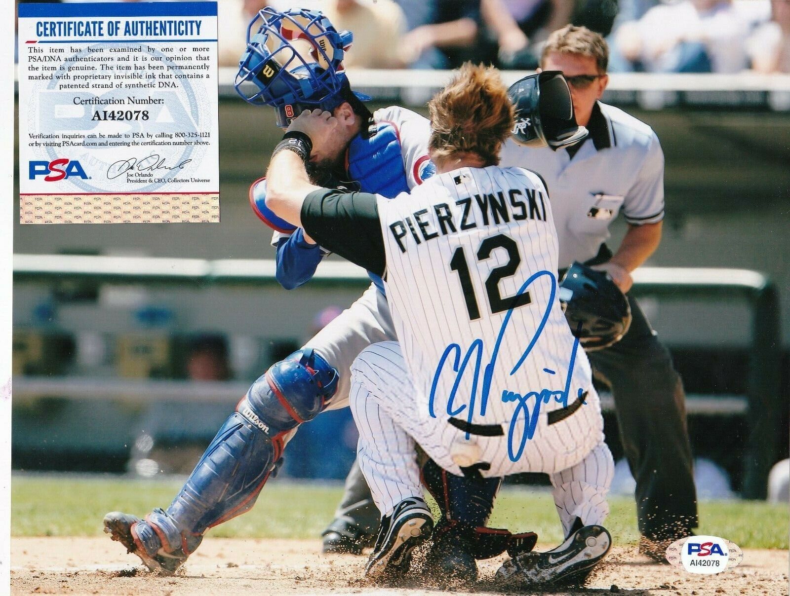 A.J. PIERZYNSKI CHICAGO WHITE SOX PSA AUTHENTICATED ACTION SIGNED 8x10