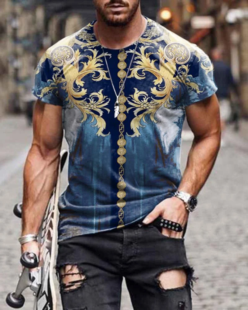 Casual Retro Leopard Print Portrait Totem Short-sleeved T-shirt