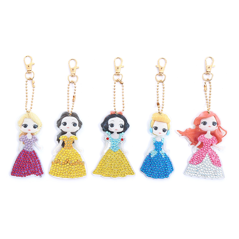 

5pcs Cartoon Girl Double Sided - 5D DIY Craft Keychain, 501 Original
