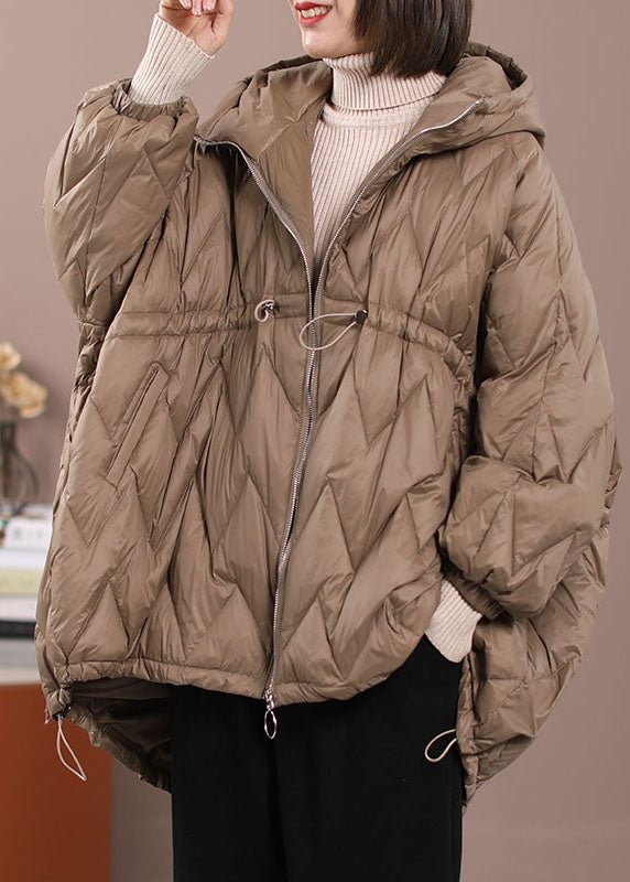 DIY Khaki Cinched Pockets Duck Down Winter down coat CK1274- Fabulory