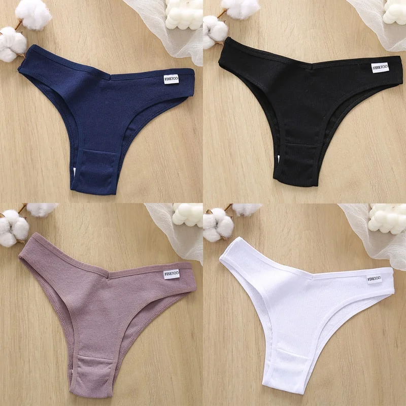 4PCS/Set Cotton Panties Women's Panties FINETOO Sexy Female Underpants Low Waist Underwear Women Pantys Lingerie M-XL