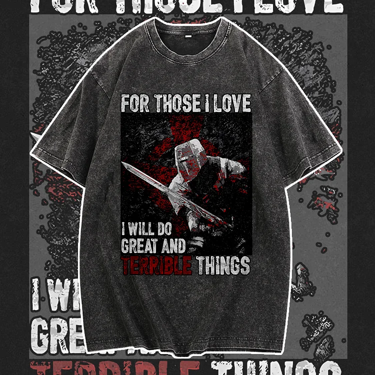 Davidhawaii100% Cotton Casual Retro Manly Sword Warrior Street T-Shirt - 100% Cotton