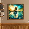 Lion Cub Green Reflection-11CT Stamped Cross Stitch 40*40cm/15.75*15.75in