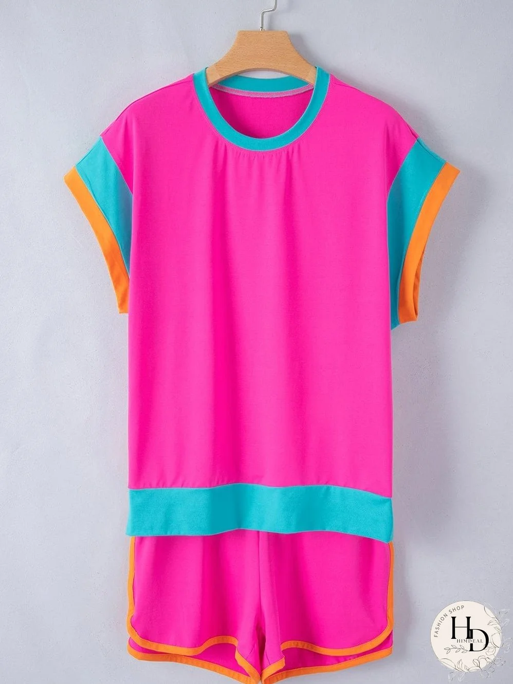 Summery Colorblock Set with Cap Sleeves