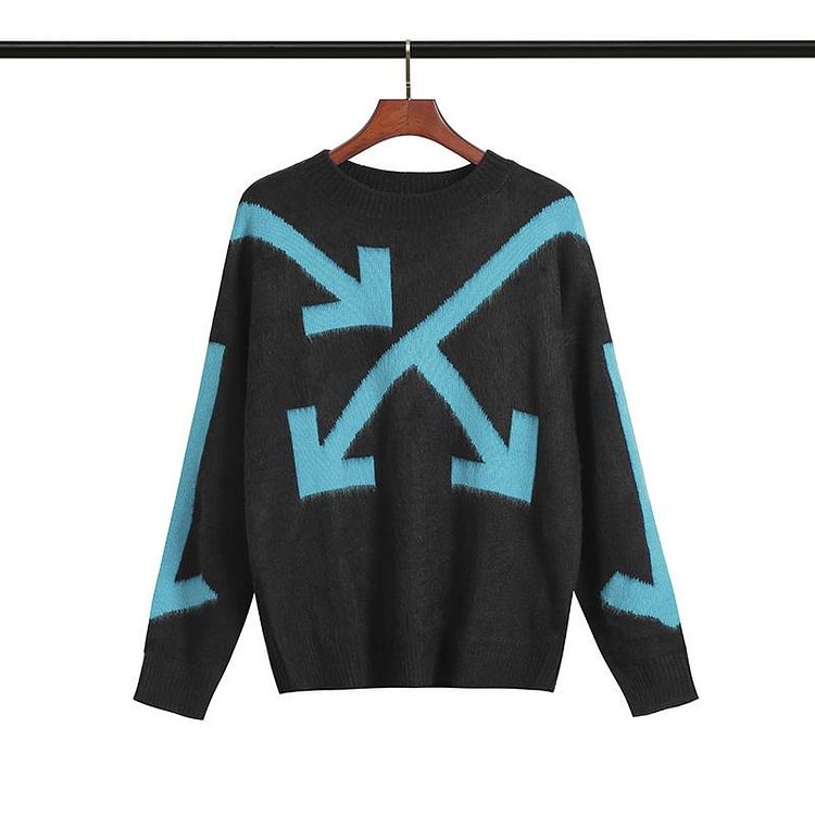 Off White Winter Sweaters Autumn Ow Men's Chest Arrow Print Knitwear Sweater