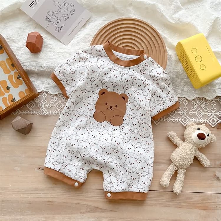Baby Bear Patch Newborn Strap Romper