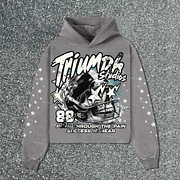 Sopula Rugby Skull No 88 Vintage Star Graphics Pocketless Hoodie