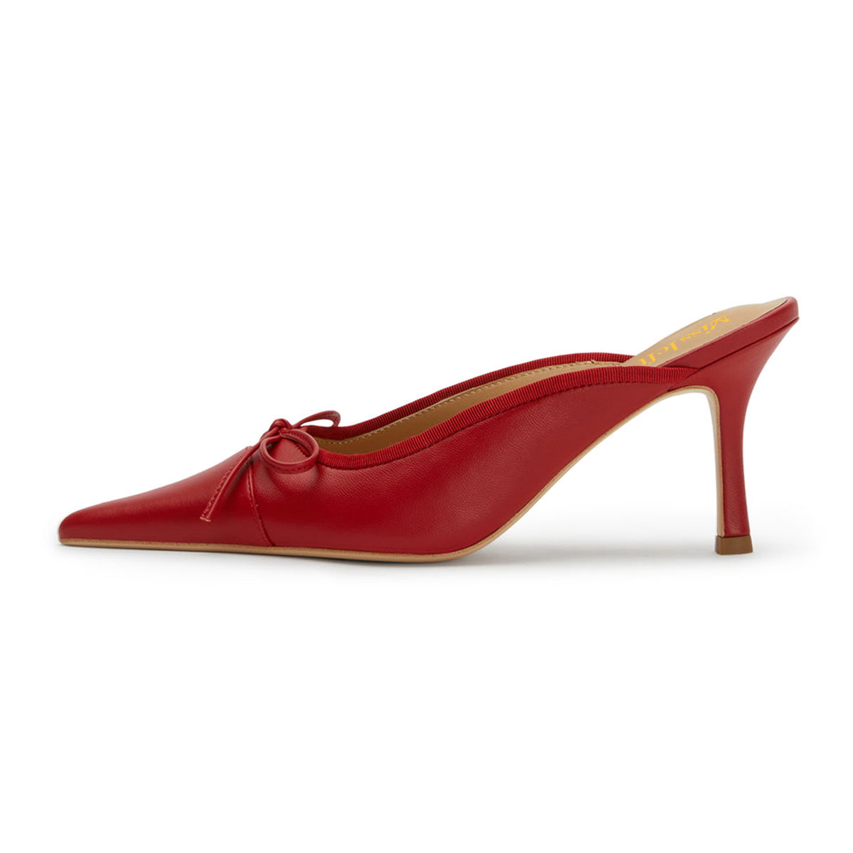 Red Bow Slip-On Pointed Toe Mules for Women with Stiletto Heel Nicepairs