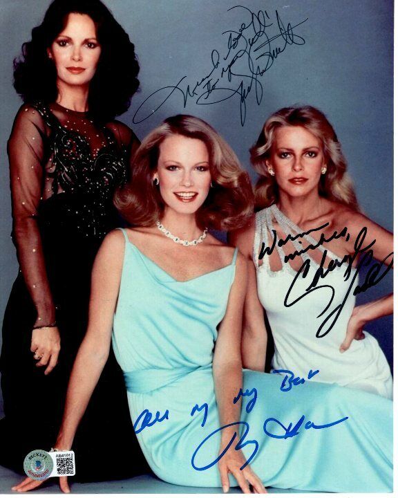 JACLYN SMITH SHELLEY HACK CHERYL LADD signed 8x10 CAST Photo Poster painting Beckett BAS LOA