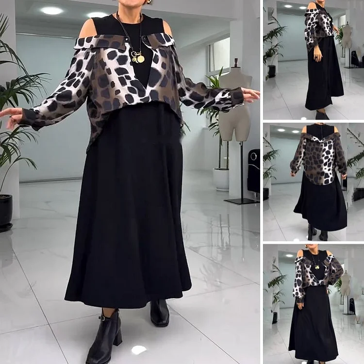 💥Women's Unique Cold Shoulder Layered Look Dress